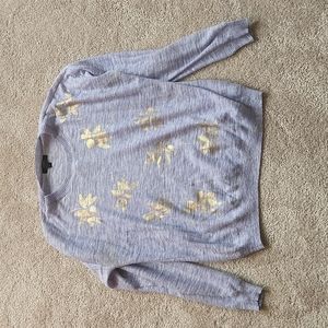 J. CREW lightspun sweater with gold leaves